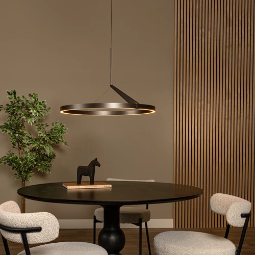 Lucide APPLAUSE - Pendant light - Ø 60 cm - LED Dim. - CCT - 1x32W 2700K/4000K - Hand Wave Sensor - Grey iron | Premium - atmosphere 1